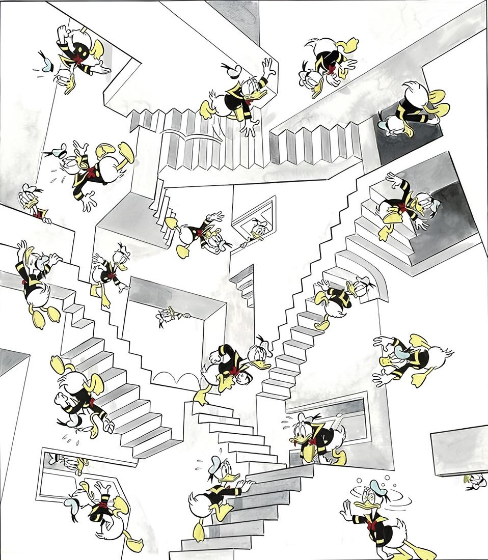 Donald Duck inspired by M. C. Escher 'Relativity'